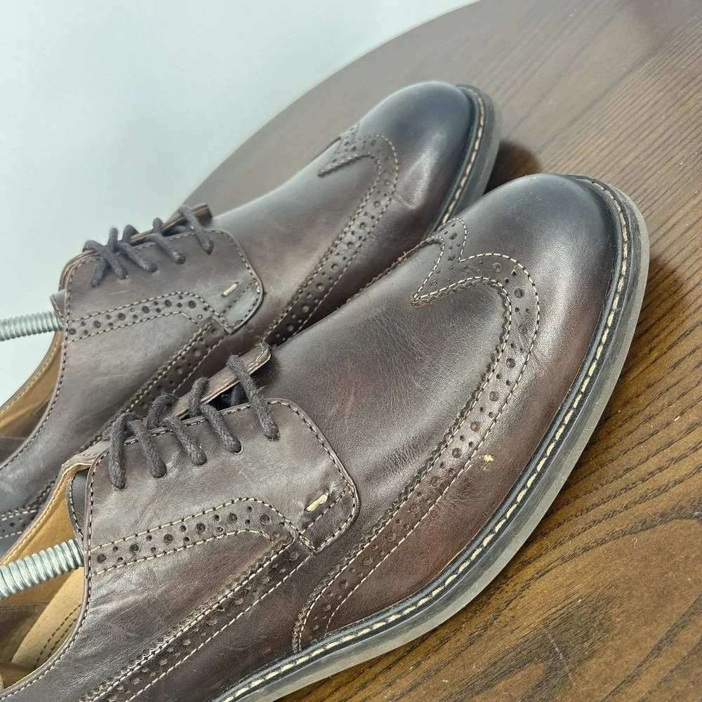 Vionic Bowery Bruno Shoes Men's 10 Brown Leather‎ Wingtip Oxford Brogue Dress
